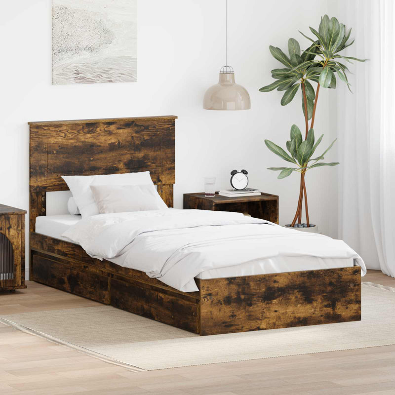 Bed, European Single (90 x 200 cm), Smoked Oak