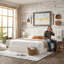 Lit plateforme de rangement capitonné en velours, style glamour contemporain, King, couleur crème-36105279-36105249