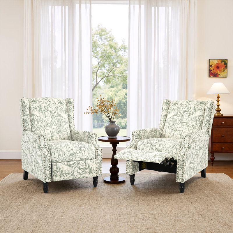 Manual Standard Push Back Recliner, Green Rococo