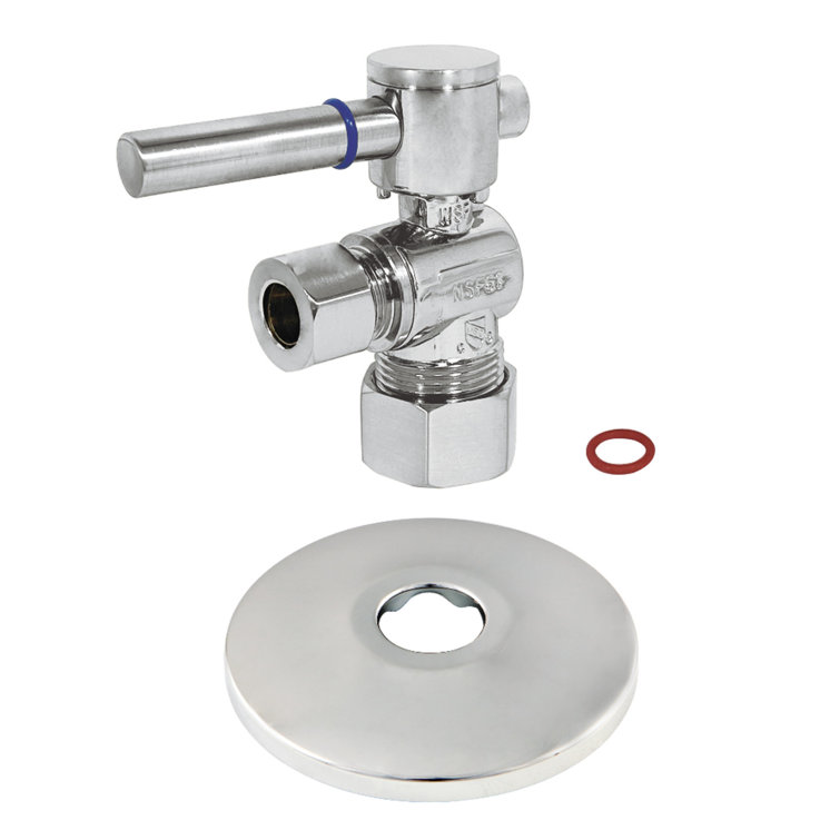 Kingston Brass 5/8-Inch OD Comp x 3/8-Inch OD Comp Quarter-Turn Angle Stop Valve with Flange