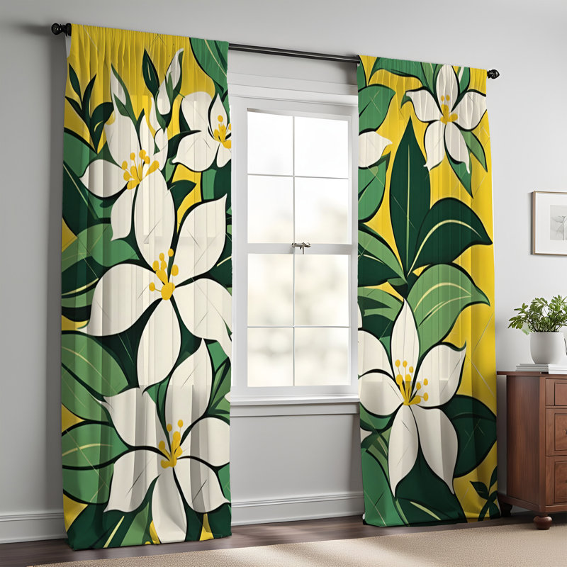 Paire de rideaux semi-transparents en polyester Eletto, L 40 po x L 52 po
