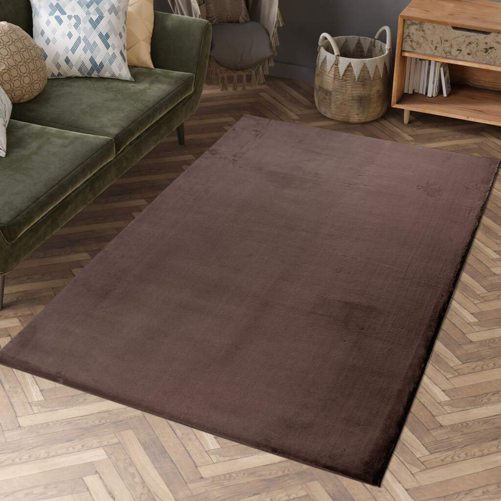 Teppich Topia 400 Wohnzimmer Einfarbig Dunkel Taupe Super Soft Polyester Weicher Flor Schlafzimmer Rockmart