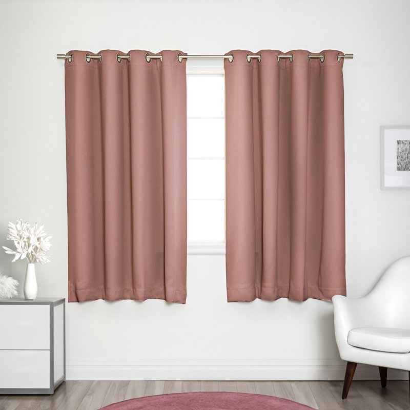 Adina Sevan Solid Thermal Grommet Curtain Panels, Mauve, 52"W x 72"L