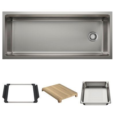 Inteos 45" Single Bowl Reversible Undermount Stainless Steel Workstation Kitchen Sink