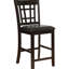 Ensemble de salle à manger avec table haute extensible ronde, en bois, sièges noirs, pied central avec tablette ouverte pour objets décoratifs, rallonge de table de 45 cm, tabourets avec dossier, décoration