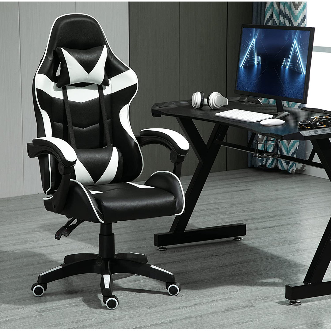 Inbox Zero Adjustable Reclining Ergonomic Faux Leather Swiveling PC & Racing Game Chair