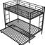 Lit simple superposé au-dessus d'un lit gigogne, structure en métal noir, lit gigogne polyvalent relaxant noir, repos pratique-595609094
