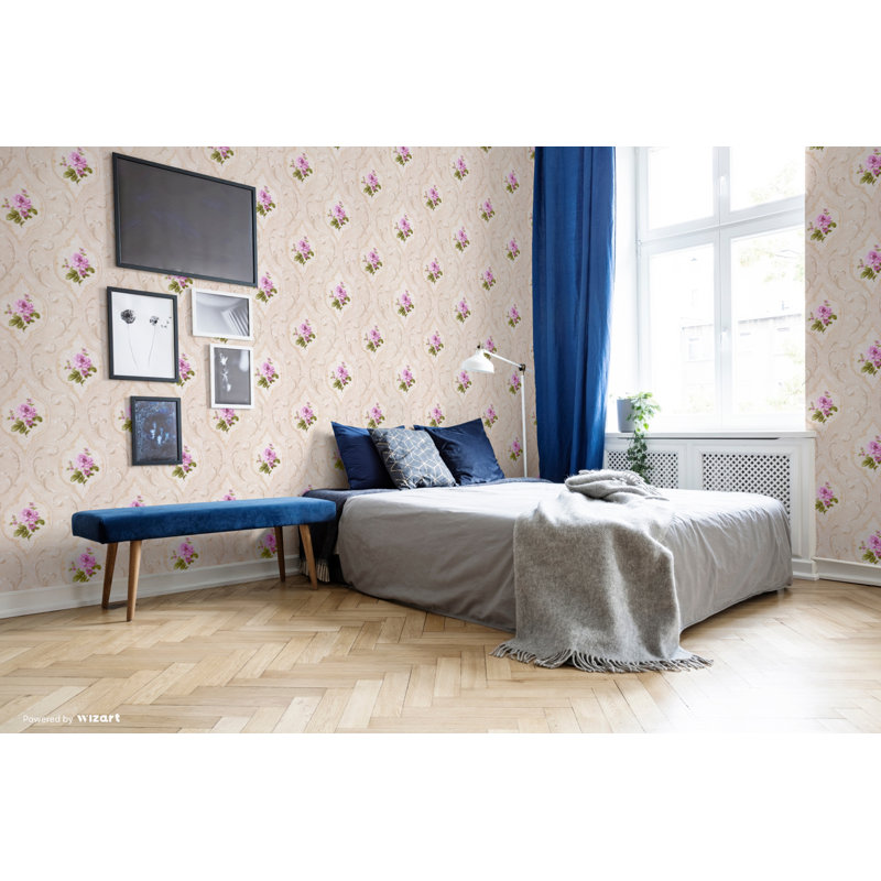 Dolph 10m x 53cm Wallpaper Roll, Grey / Purple