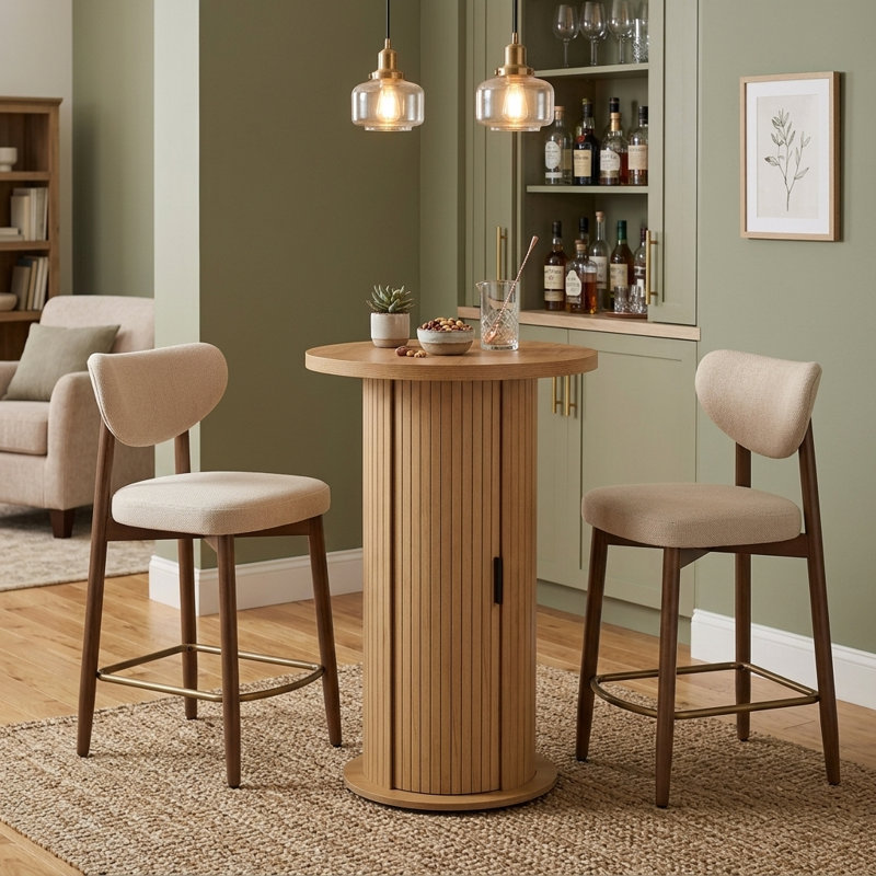 Ensemble de tabourets de bar et tables de bar rembourrés