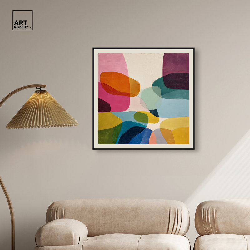 «River Stones IV», impression sur toile encadrée par Art Remedy, cadre noir, 30 x 30, 31"H x 31"W, Black Frame