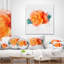 Rose orange avec feuilles vertes - coussin à imprimé floral