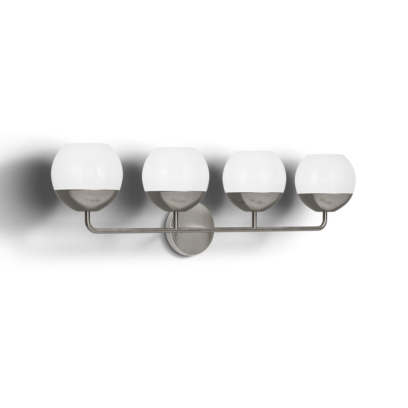 Avoca 4 Light Frosted Dimmable Vanity Light, Brushed Nickel