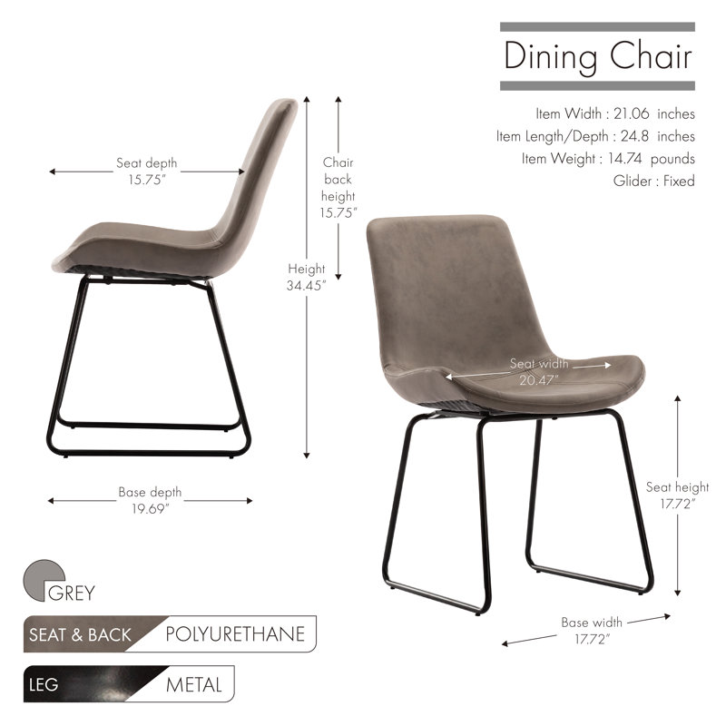 Chilton 17.72'' H Polyurethane Upholstered Side Chair, Gray
