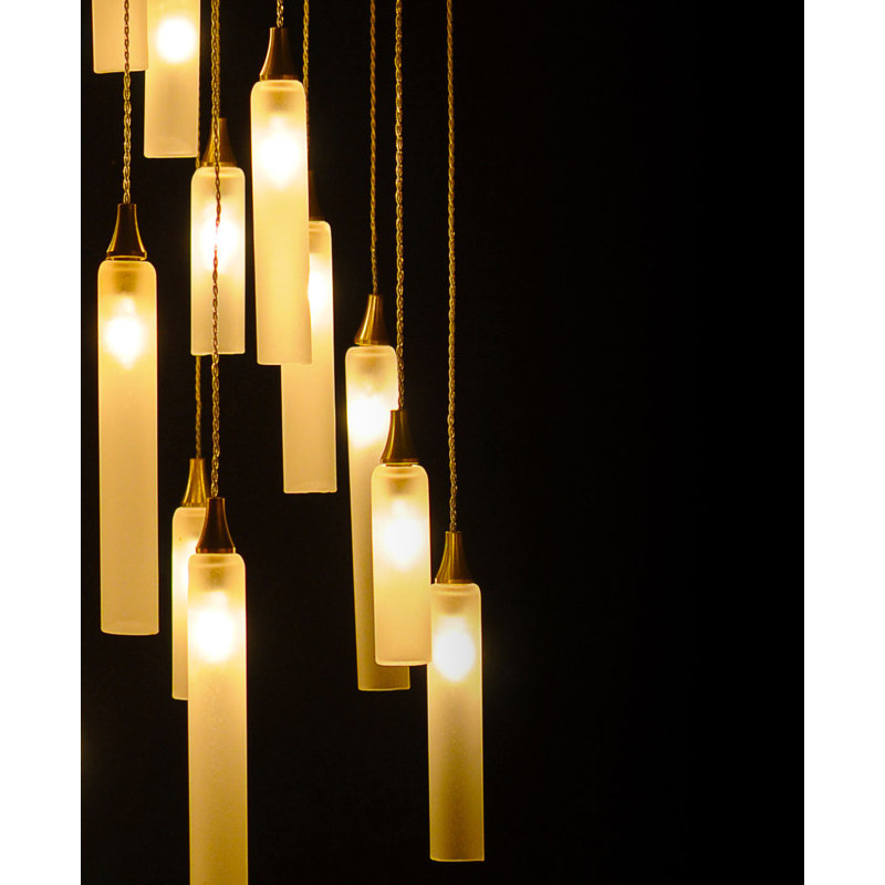 Rainfall 25 - Light Pendant, 120" H x 26" W x 26" D, Gray, White