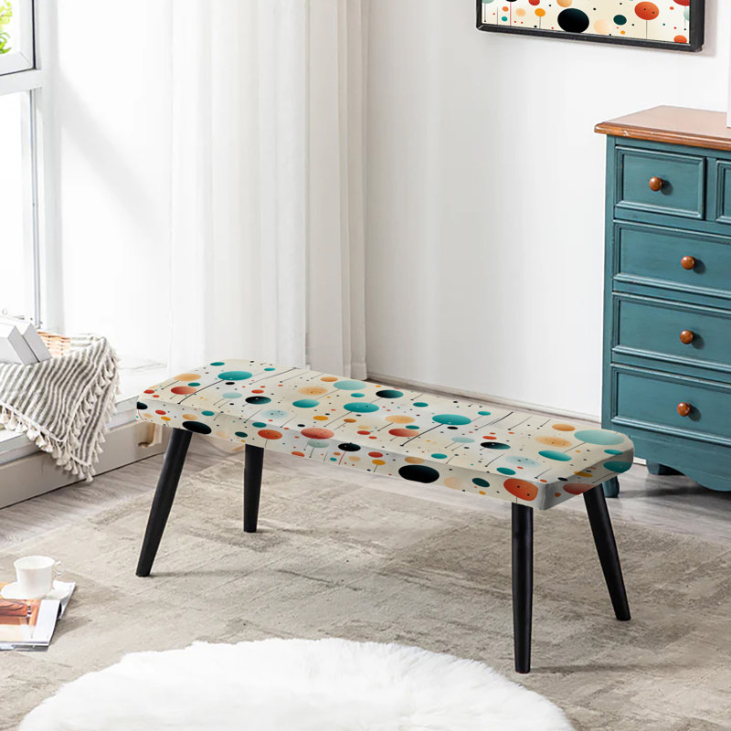 Banc rembourré à pois noirs, Funky points rétro bleus et orange
