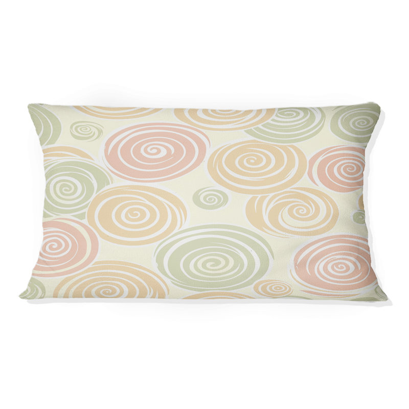 Coussin lombaire bohème jaune et rose Boho Spirals II