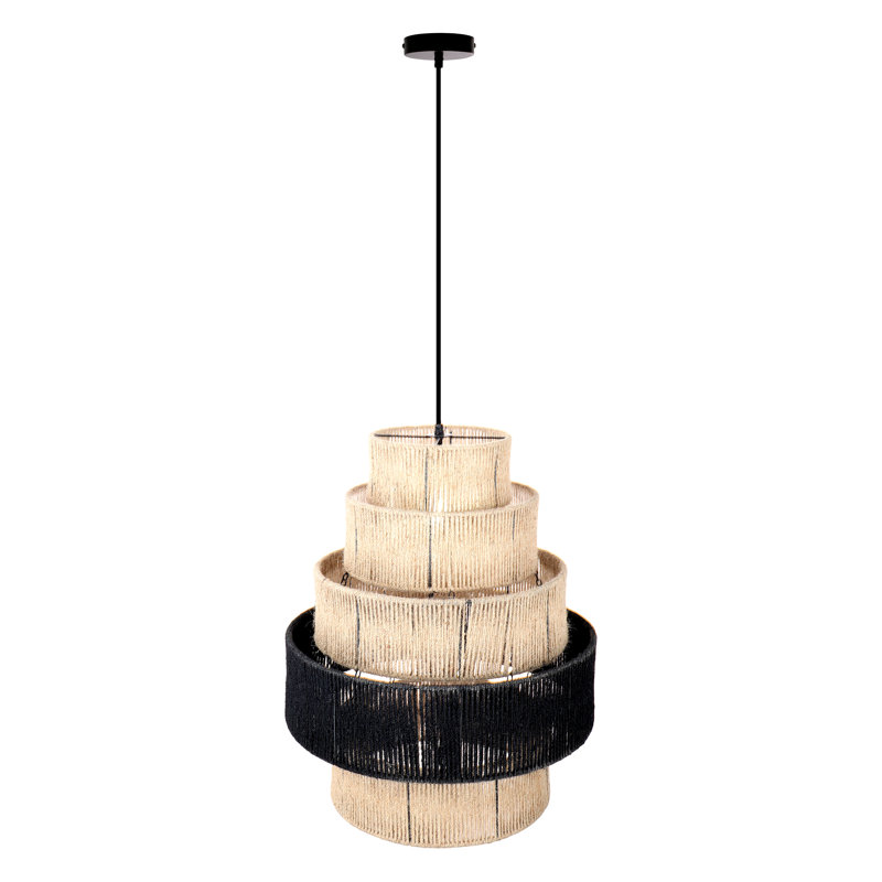 22"W Aatreya Tiered Natural Jute Chandelier Pendant