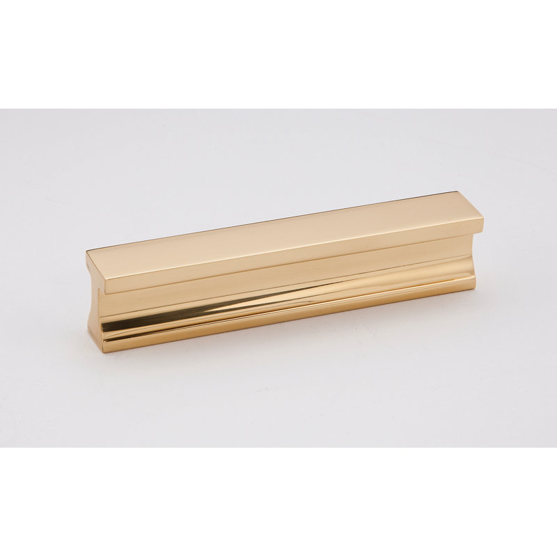Polished Brass Modern Finger Pull with Mounting Hardware