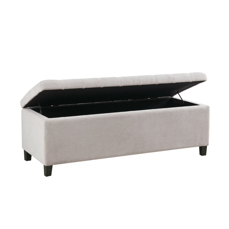 Banc de rangement capitonné à fermeture douce, Naturel