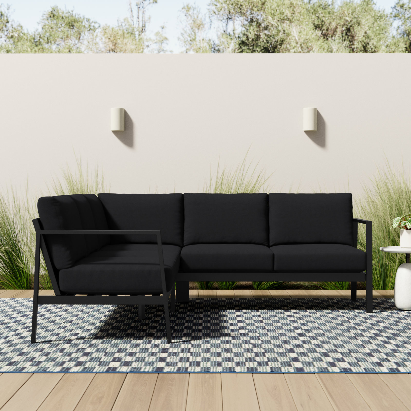 Armando 79" Sunbrella® Patio Sectional, Canvas Black Sunbrella® Canvas, Black