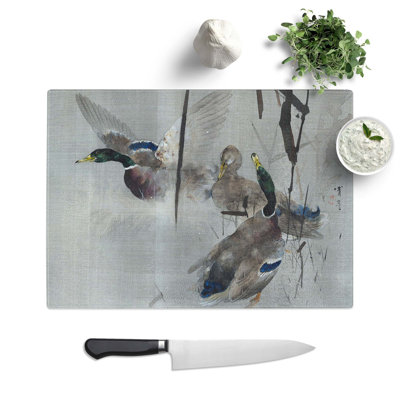 Glass Ducks in The Rushes by Watanabe Seitei Chopping Board