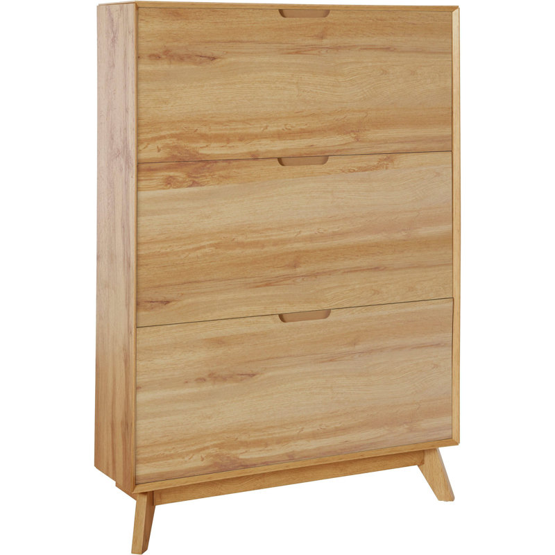 Mckee 24 Pair Flip Down Shoe Storage, Oak