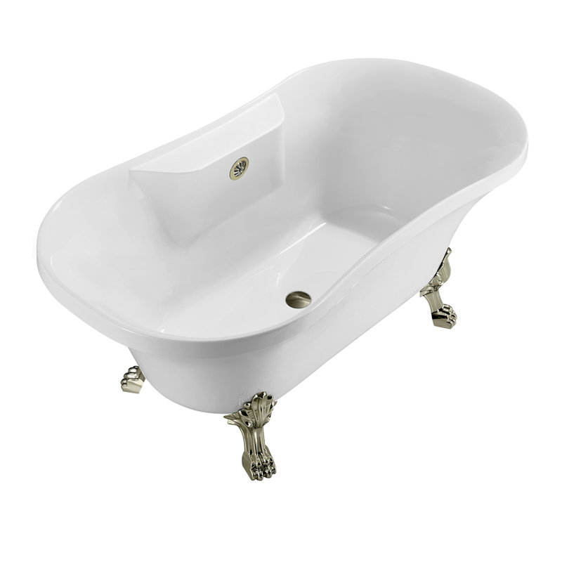 Baignoire de trempage sur pattes 60 "Streamline, Nickel brossé, Nickel brossé