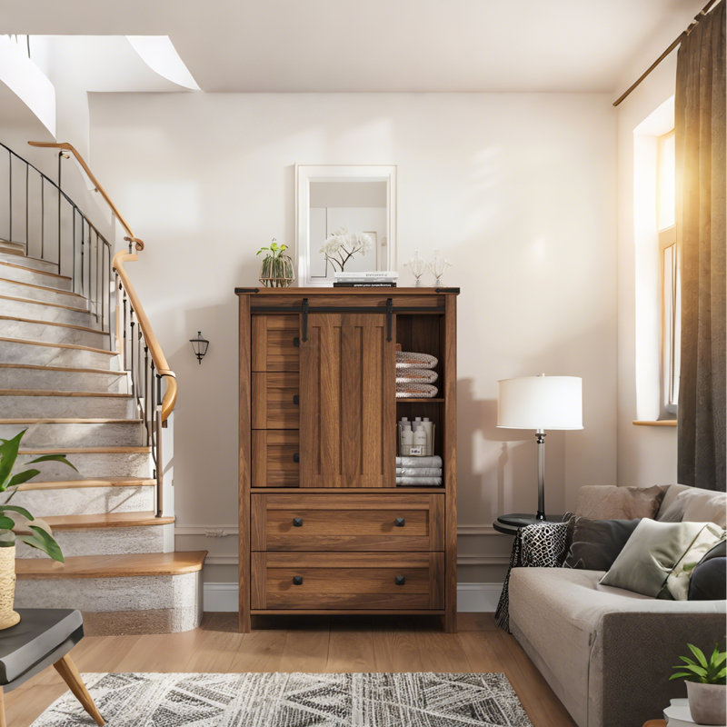 79.5 cm W Chest of 5 Drawers, Brown