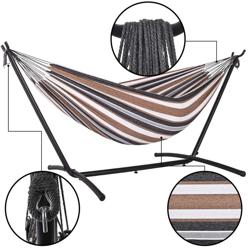 Hamac double classique avec support Dooltle Lazy Daze, Café
