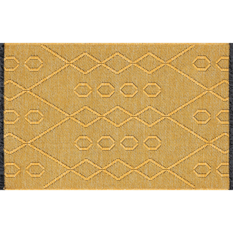 Brenly Geometric Machine Washable Non Skid Indoor Area Rug - Gold, Rectangle 2' x 3'