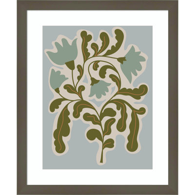Expressive Abstract House Plant Playful Blue Framed On Paper by The Creative Bunch Studio Print