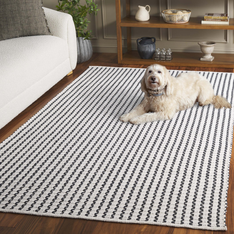 Chevron Hand Woven Cotton Area Rug, Rectangle 5' x 8'