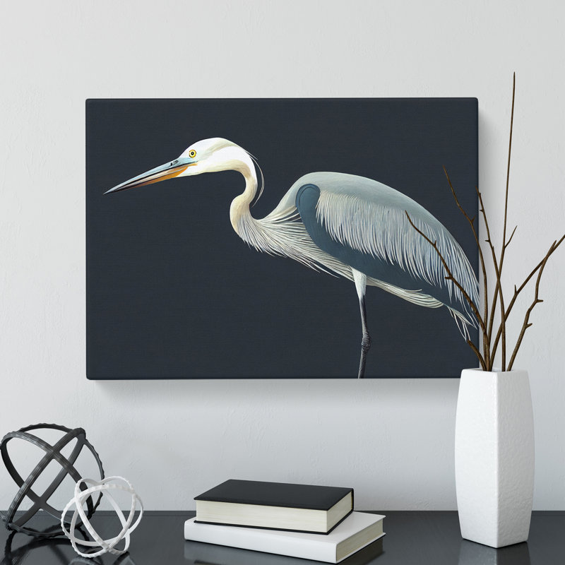 Beaming Heron Bird - Wrapped Canvas, 35cm H x 50cm W x 3cm D