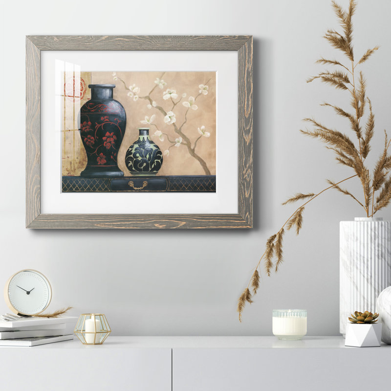 Asian Calm I - peinture encadrée, Encadré gris, H 20 po x l 17 po x P 1,5 po
