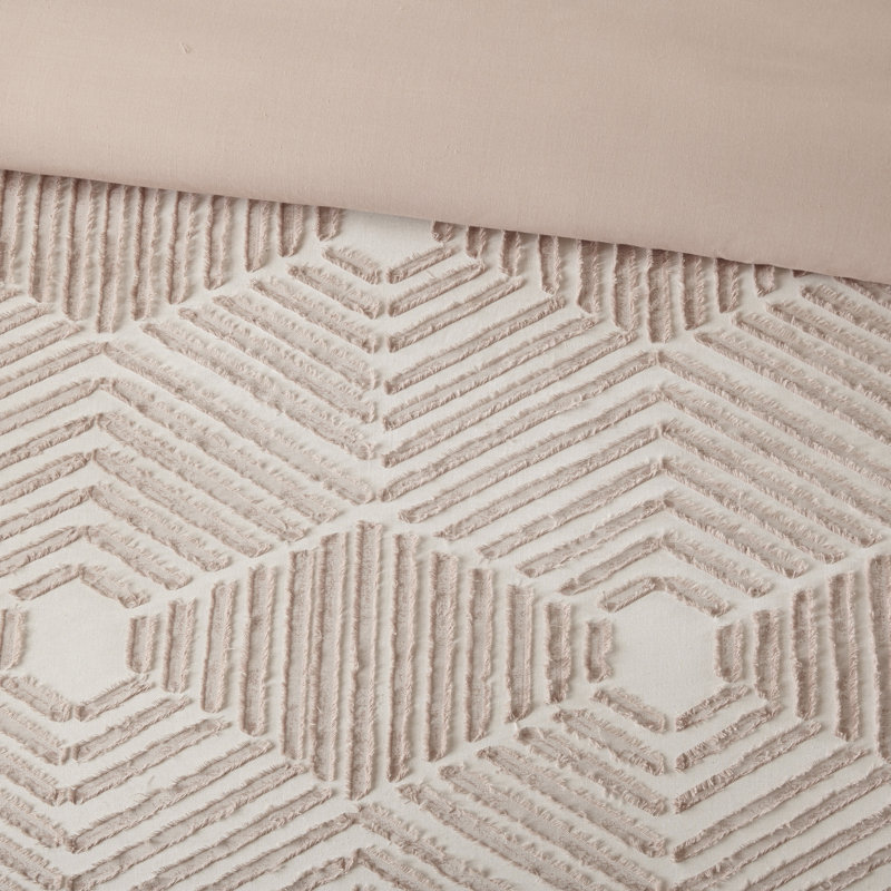 Ensemble d'édredon en jacquard de coton Ellipse, Courtepointe très grand / très grand californien, Rougir