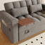 Grand canapé-lit pliable 65 po 3-en-1 avec table, USB et accoudoirs de rangement, dossier et coussin réglables, conception moderne en velours