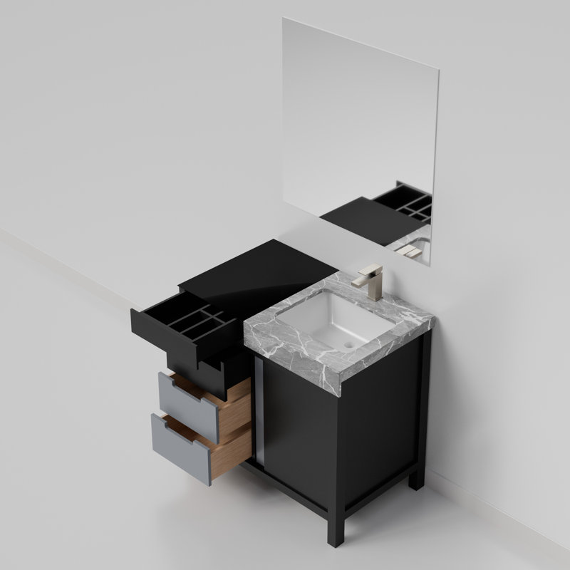 Ensemble complet de meuble-lavabo noir et gris avec robinet Lexil Zilara