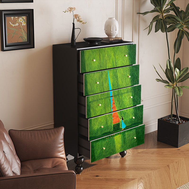 Armoire de rangement en bois de noyer avec 5 tiroirs