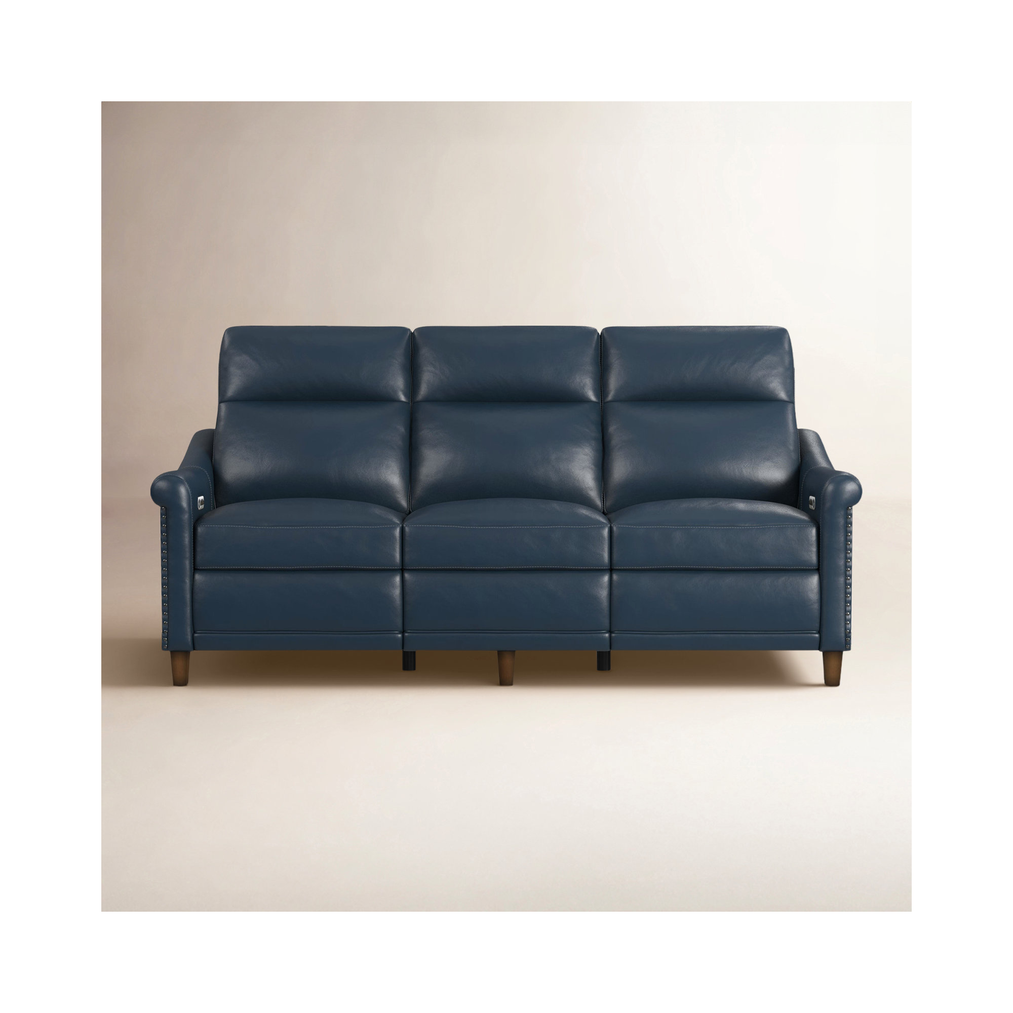 Elizabeth 82'' Upholstered Sofa, Blue Genuine Leather