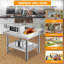 Table de barbecue 24 po x 24 po en acier inoxydable avec rangement réglable