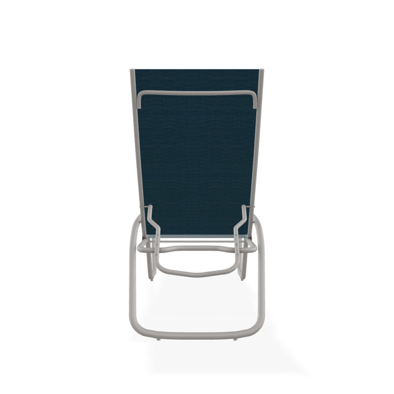 Outdoor Rust-Resistant Metal Chaise Lounge, Textured Warm Gray, Teal Sunbrella®