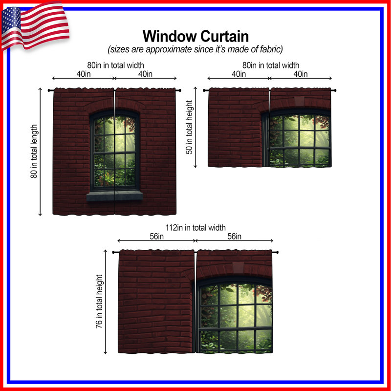 Rideaux de fenêtre Brick Wall, 80 po x 61 po - 2 panneaux, Sheer