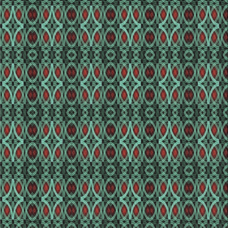 Tapis vert/rouge tissé à la machine, Carré 3 pi