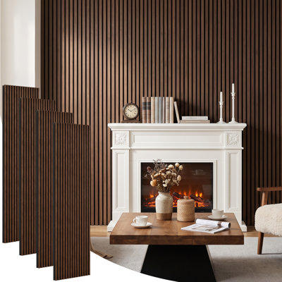 94.5" x 23.6" Acoustic Wood Veneer Slat Wall Panel (Set of 4)