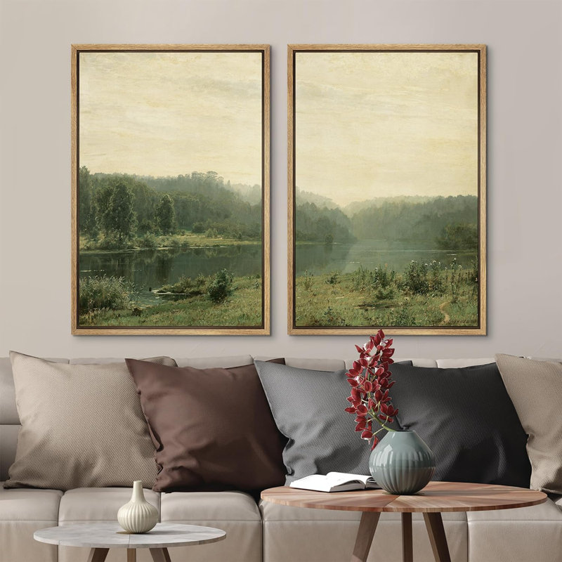 «Forest Lake Vintage», reproduction sur toile encadrée 2 pièces, H 36 po x l 48 po x P 1,5 po, Naturel