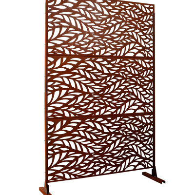 Écran d'intimité pour l'extérieur et l'intérieur H 76 po, métal rouge rouille, autoportant, clôture gracieuse pour terrasse, balcon, pelouse, jardin en métal rouge, intérieur, charmant