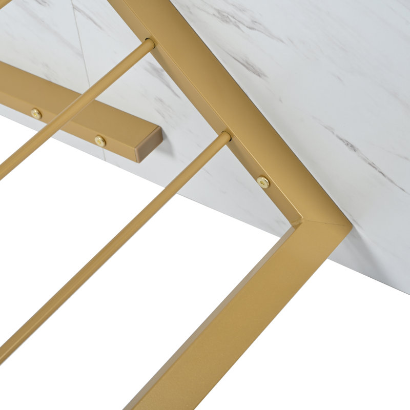 Glosco Metal Base Dining Table, Gold