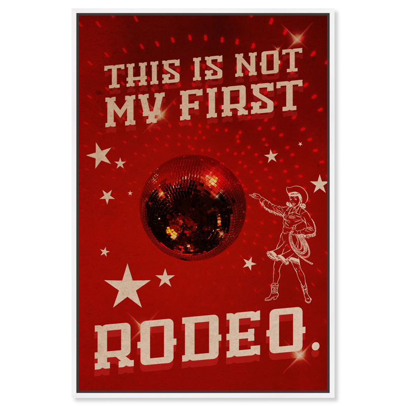 Not My First Rodeo - Impression sur toile, H 15 po x l 10 po, Toile avec cadre blanc, Noir
