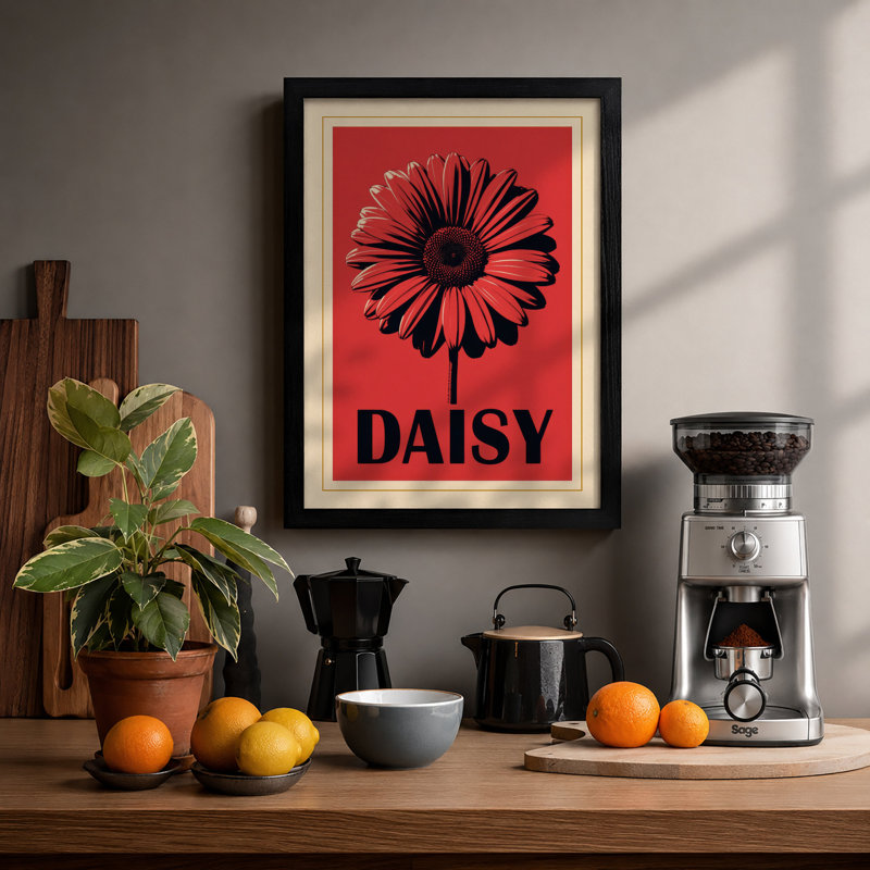 Daisy Pop Art - Framed Print, A3 - 42.0 x 29.7 cm, Black