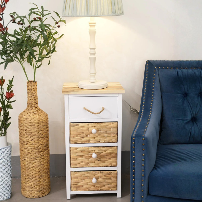 MDF/Wood Cabinet With Water Hyacinth/Wood Drawers